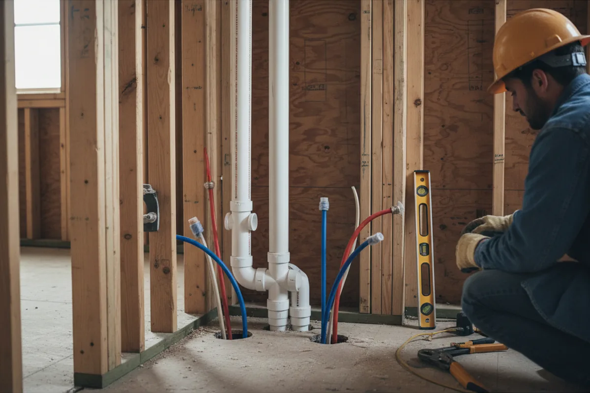 Drain and supply rough-in during Garbage Disposal Repair in Takoma Park